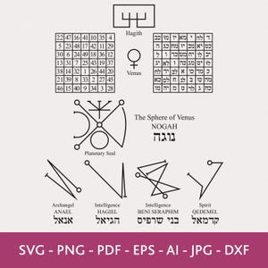 Zegels van Venus SVG, planetaire zegel SVG, The Qamea SVG, zegel van de aartsengel, zegel van de geest, zegel van de intelligentie, Arbatel
