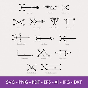 Behenian Fixed Stars Symbol Svg Bundle, Horoscope svg, Medieval Astrology, Zodiac Sign, Talisman svg, DXF Files for Laser, Planet Png