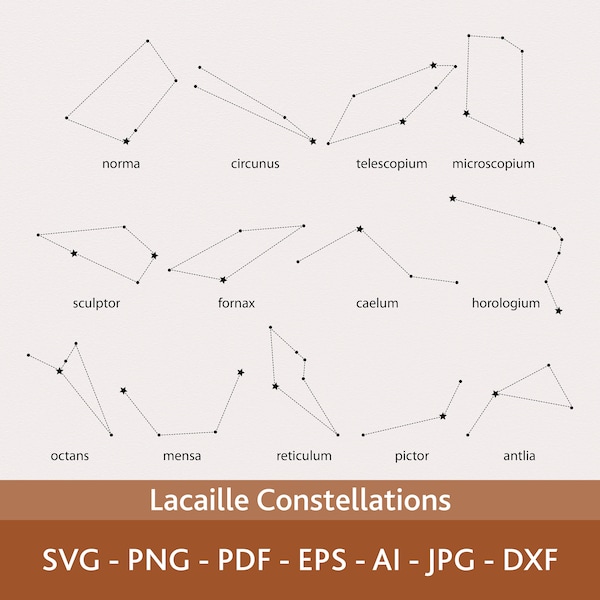 Lacaille Constellations Svg Bundle, Astrology Symbol, Lacaille Family, Tattoo Design