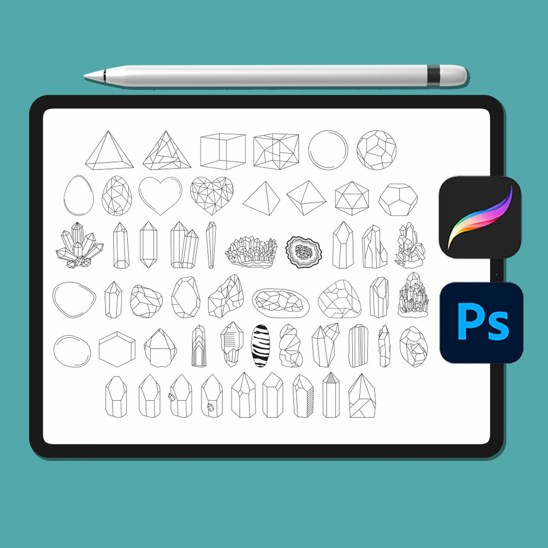 Crystal Shape Procreate Brushes, Crystal Procreate Stamps, Crystal ...