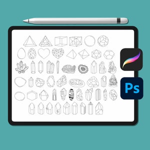 Crystal Shape Procreate Brushes, Crystal Procreate Stamps, Crystal Stamps, iPad, Photoshop Stamps
