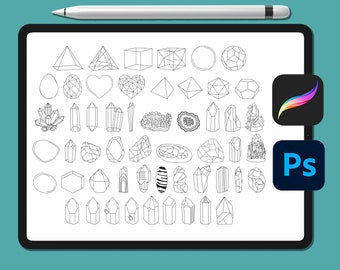 Crystal Shape Procreate Brushes & Stamps: Photoshop Stamps (Digital Download)