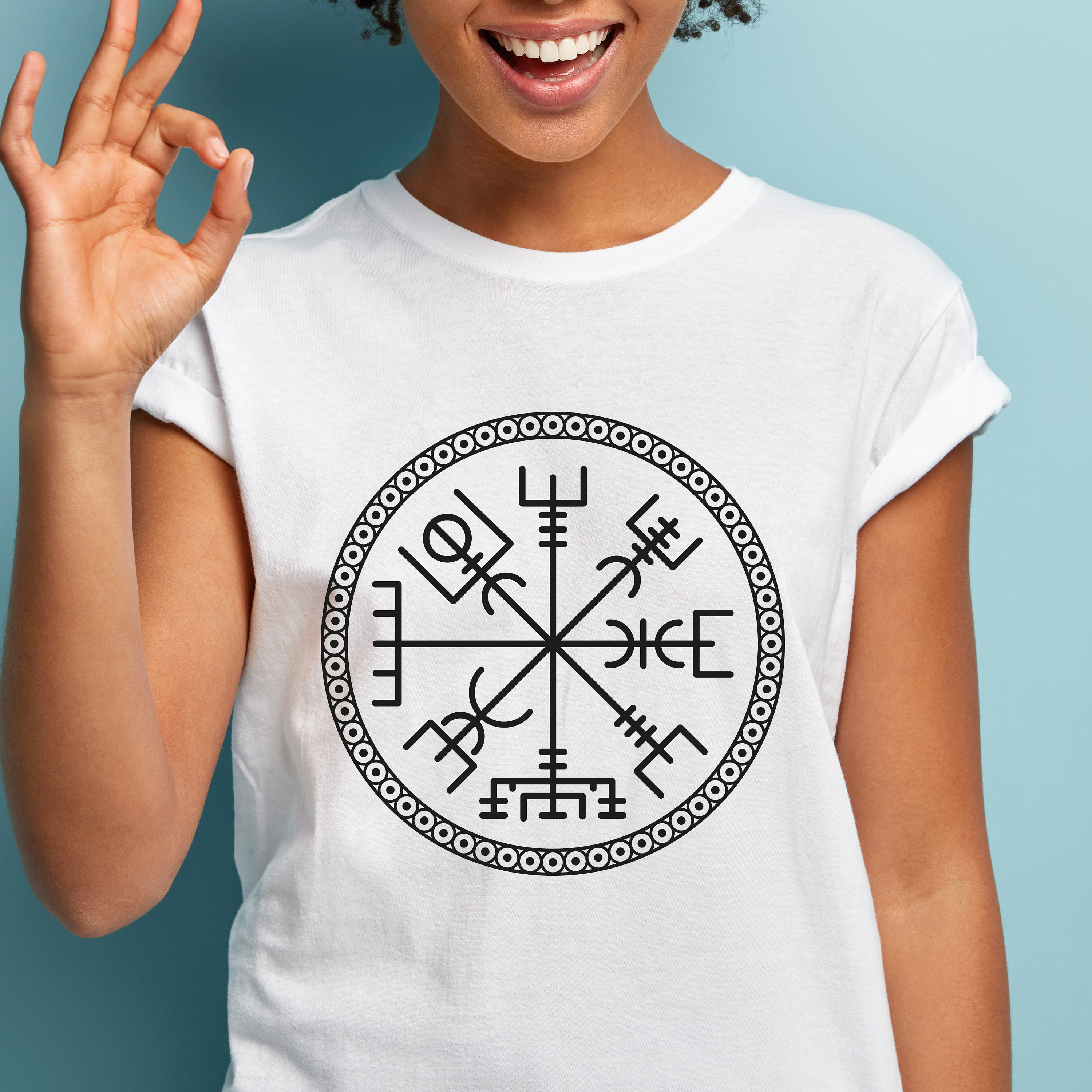 Vegvisir Runes Viking Compass Símbolo Nórdico Camiseta
