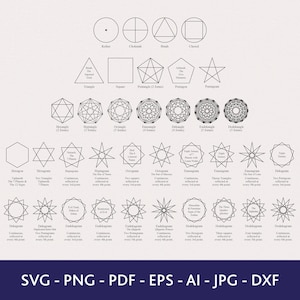 Paquete SVG de poligramas y polígonos herméticos, orden hermética del amanecer dorado, geometría sagrada svg, símbolo mágico, svg místico, svg espiritual