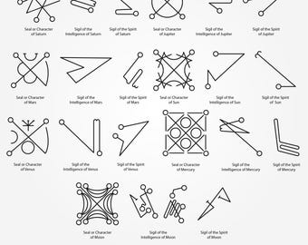 Minimal Planetary Sigil Vector Symbol Set: Celestial Astrological Talisman Icons (Digital Download)