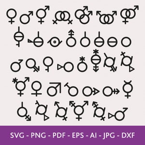Symboles de genre Bundle Svg, Fierté transgenre, LGTB svg,