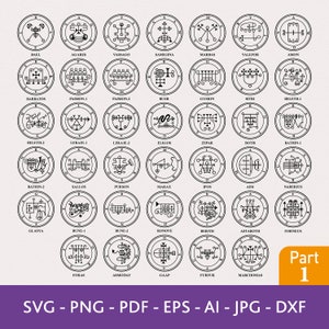 Demons of Ars Goetia Part 1 Svg Bundle, Magic Amulet svg, Demon Spell Svg, Goetia Spell Svg,  Magic Talisman Png, Occult Magic Circle Svg