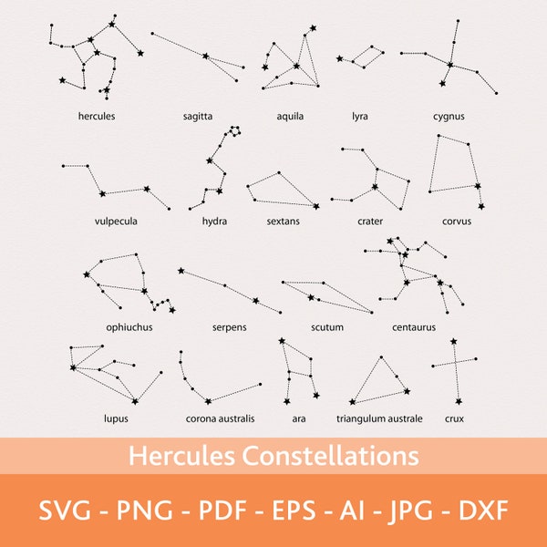 Hercules Constellations Svg Bundle, Astrology Symbol, Hercules Family, PNG for Shirts