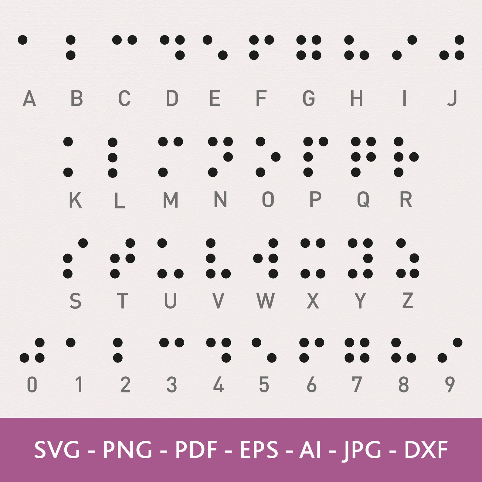 Alfabeto Braille Svg Letras Braille Svg Números Braille Svg Etsy España