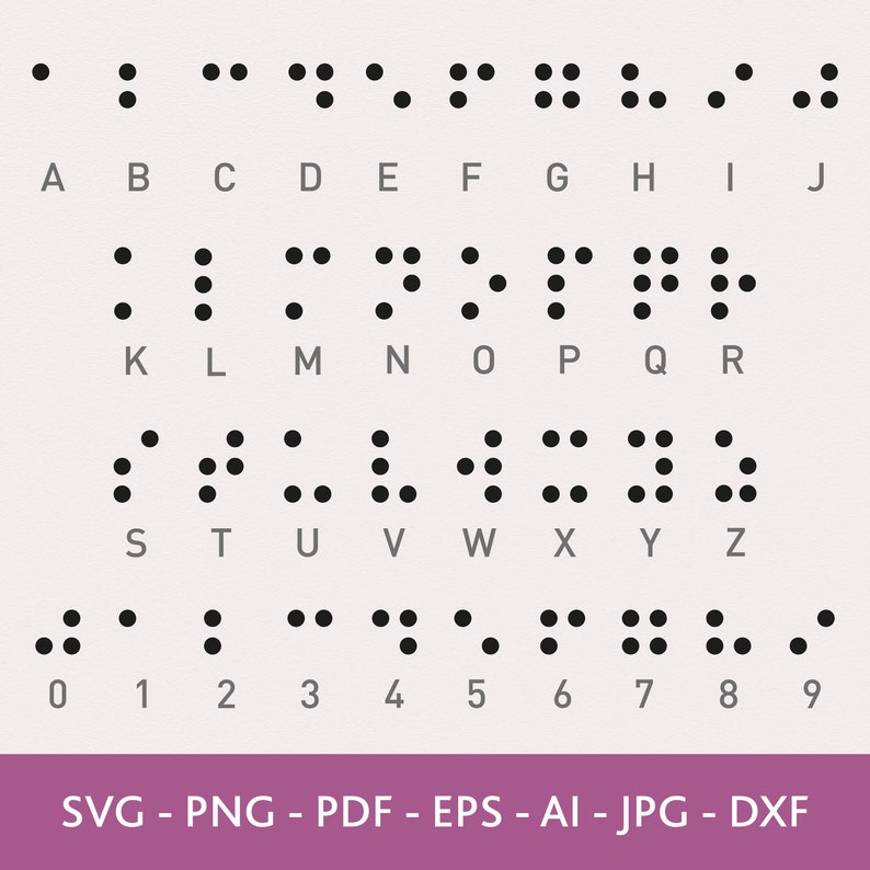 Braille Alphabet Svg, Braille Letters Svg, Braille Numbers Svg, Cut file Cricut image 1