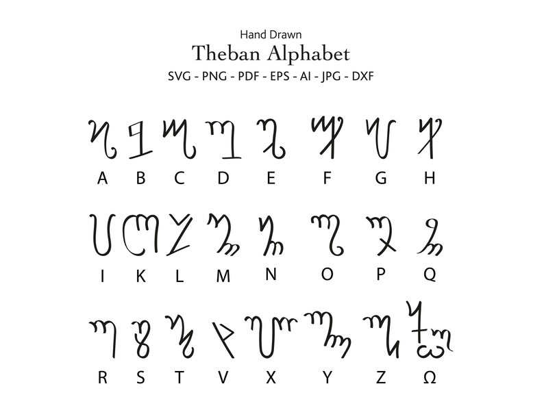 Theban Alphabet Svg Pagan Alphabet Svg Witch's Alphabet - Etsy