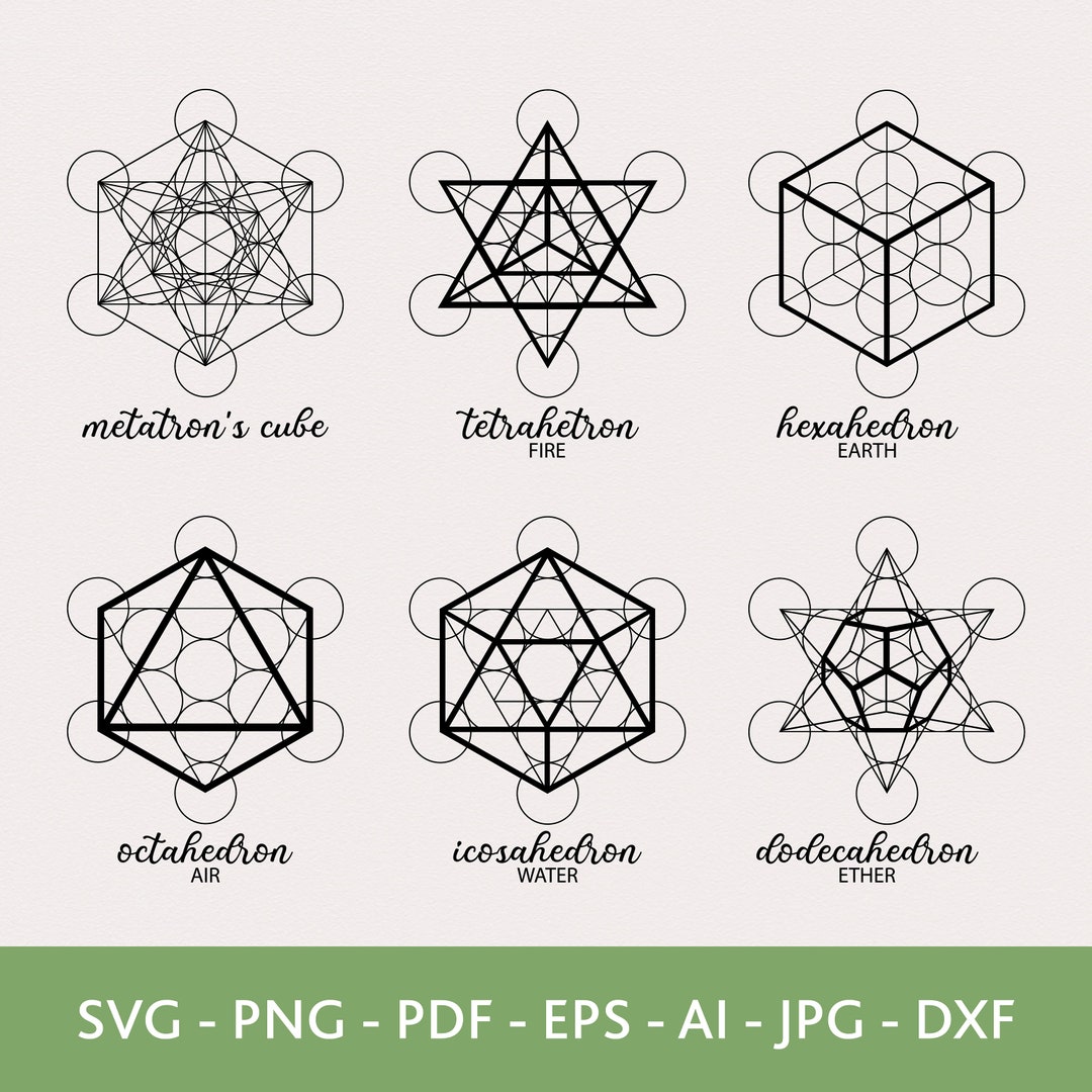 Metatron's Cube Svg Bundle, Tetrahetron Png, Hexahetron Vector