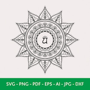 Hartchakra Mandala SVG, handgetekende kunstprints, PNG-ontwerpen voor shirt, lasergesneden bestanden