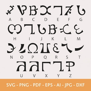 Alfabeto Enochiano Svg, Alfabeto Pagão Svg, Alfabeto da Bruxa, Arquivo cortado Cricut, Desenhado à mão