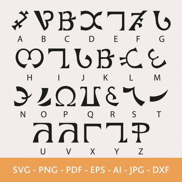 Enochian Alphabet Svg, Pagan Alphabet Svg, Witch's Alphabet, Cut file Cricut, Hand Drawn