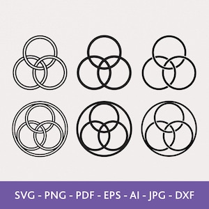 Trinity Rings Symbol Vector Set: Minimal Sacred Geometry Talisman Icons (Digital Download)