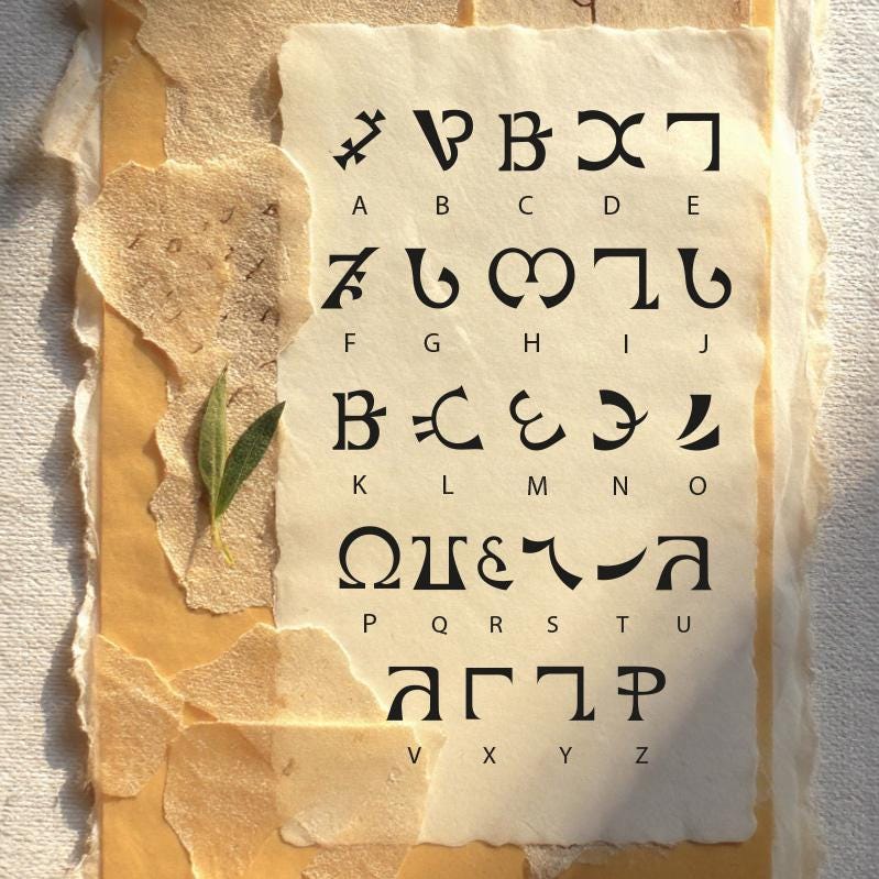 Echonian Script Enochian Alphabet Alphabet Vector Letter Set — NOT a Font (no TTF/OTF ...