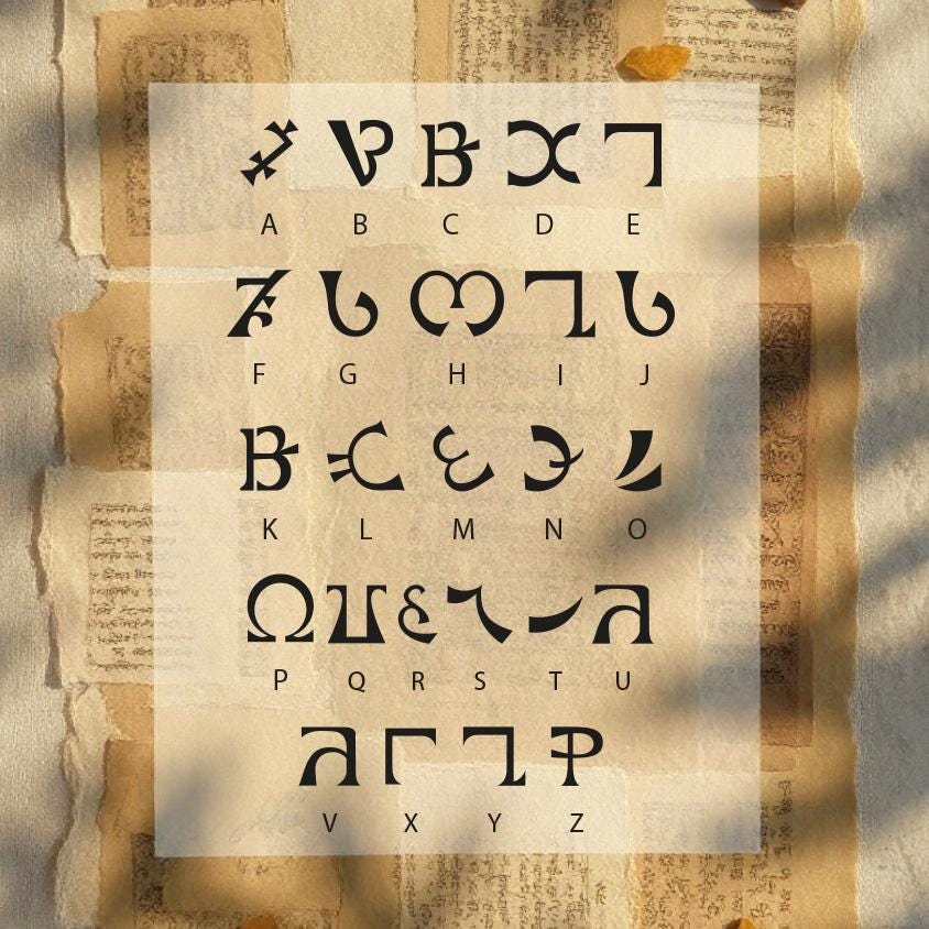 Echonian Script Enochian Alphabet Alphabet Vector Letter Set — NOT a Font (no TTF/OTF ...