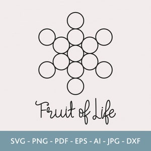 Fruit of Life Svg, pliki do cięcia Sacred Geometry, pliki Dxf do lasera, pliki Svg do torby, pliki PNG do koszuli, pliki Cricut, pliki wektorowe