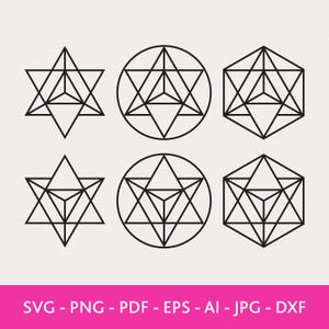 Merkaba Sacred Geometry Vector Set: Minimal Esoteric Star Tetrahedron Cutting Files (Digital Download)