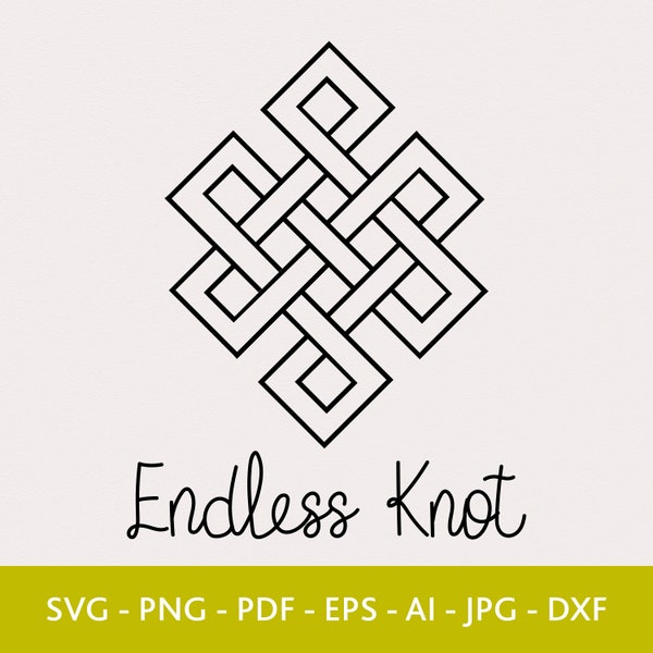 Endless Knot Svg, Tibetian Knot Svg, Celtic Kont Svg, Buddhist Symbol Png, Cricut Cut Files, Vector Files, Print Art