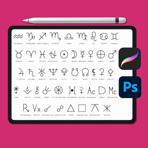 Procreate Astrologie Pinsel, Photoshop Pinsel, Sternzeichen Pinsel, Horoskop Pinsel, Procreate Stempel, ABR Stempel