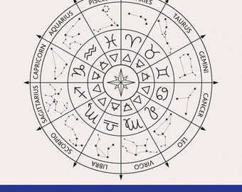 Roue du zodiaque SVG : carte de la constellation de l&#39;astrologie (téléchargement numérique)
