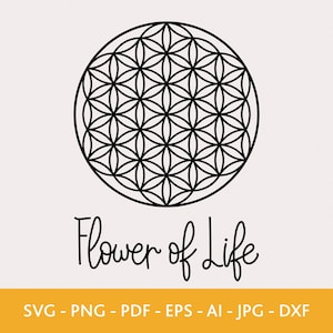 Flower of Life Svg, pliki do cięcia Sacred Geometry, pliki Dxf do lasera, pliki Svg do torby, pliki PNG do koszuli, pliki Cricut, pliki wektorowe