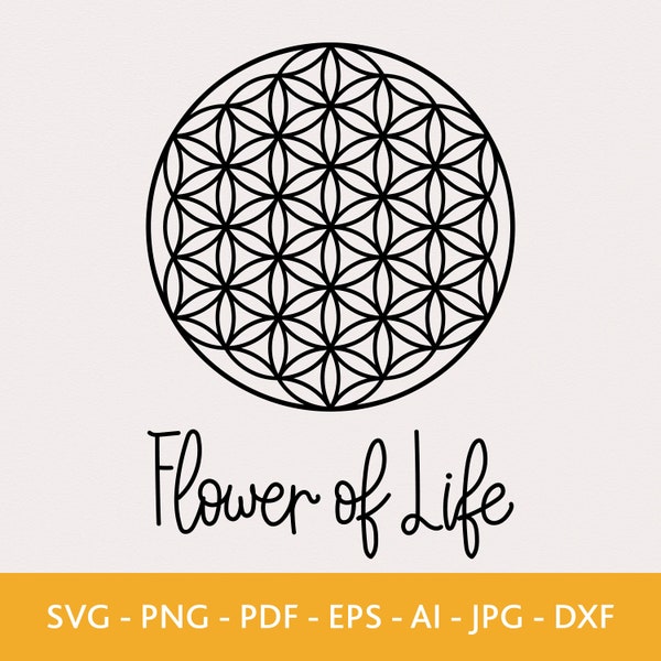 Flower of Life Svg, Sacred Geometry Cut Files, Dxf Files for Laser, Svg Files for Bag, Png Files for Shirt, Cricut Files, Vector Files