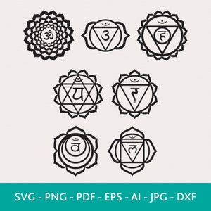 7 Chakras SVG Bundle, Chakras Svg, Cricut Cut Files, DXF Files for Laser, Mug Design, Printable Art Wall Decor
