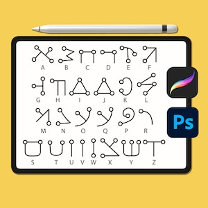 Pincéis Procreate do Alfabeto Angélico ou Seletivo, Selos Procreate, Pincéis ABR, Alfabeto da Bruxa