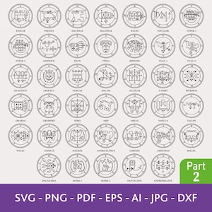デーモンズ オブ アルス ゴエティア パート 2 SVG バンドル、マジック アミュレット SVG、デーモン スペル SVG、ゴエティア スペル SVG、マジック タリスマン Png、オカルト マジック サークル SVG
