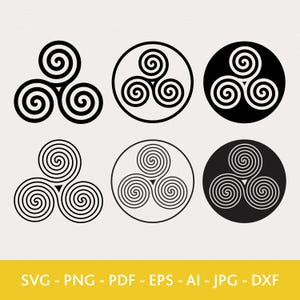 Triskelion (Triskele) Triple Spiral Vector Set: Celtic Sacred Geometry Symbol (Digital Download)