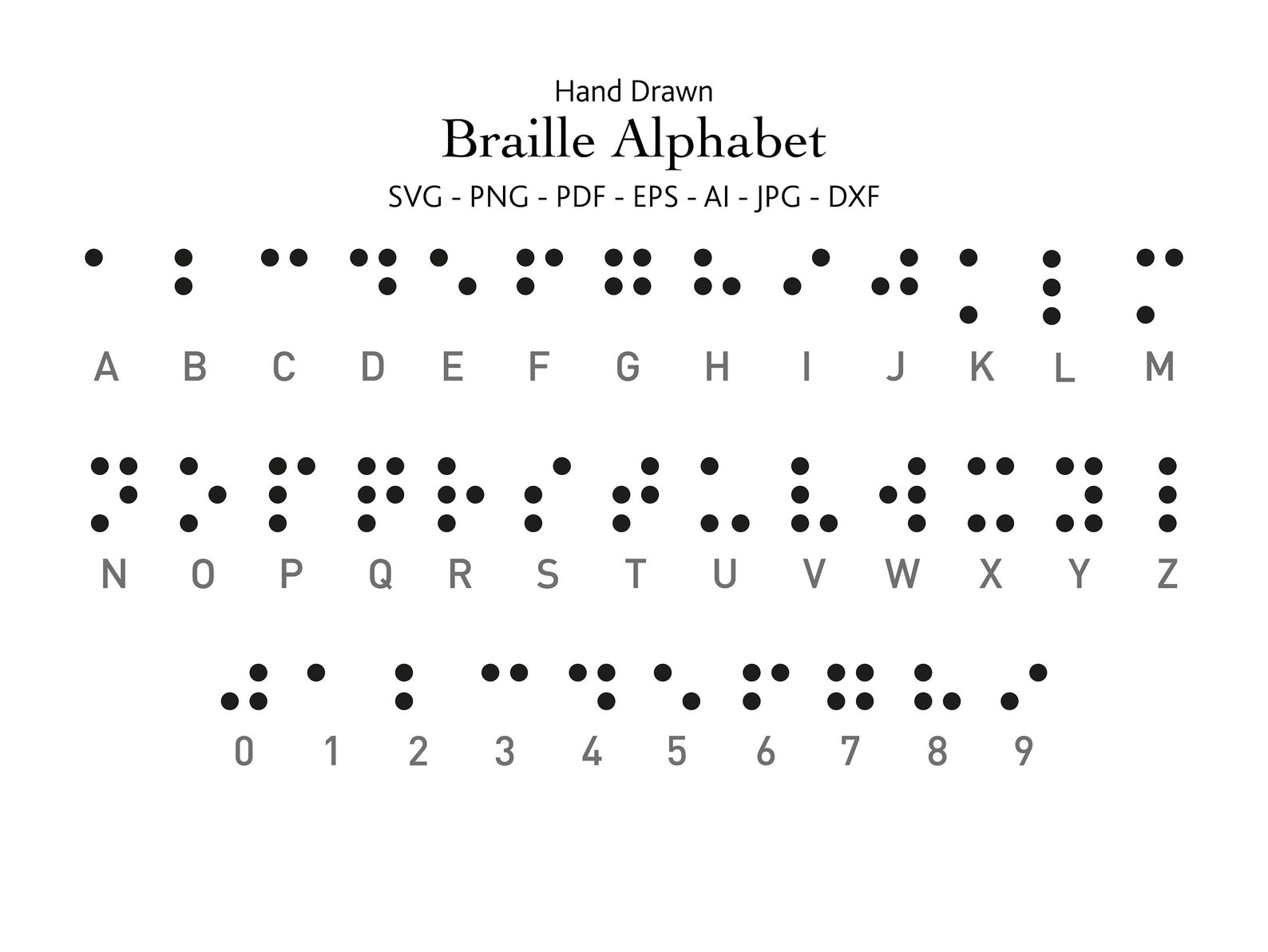 Braille Alphabet Svg Braille Letters Svg Braille Numbers - Etsy