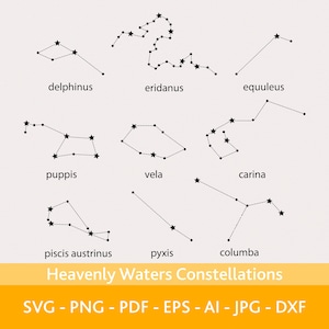 Hemelse wateren sterrenbeelden Svg bundel, astrologie symbool, hemelse wateren familie