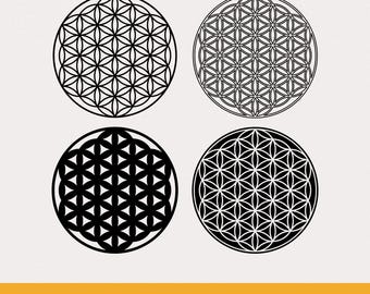 Flower of Life SVG Laser Cut Files, Sacred Geometry Glowforge Vector, Spiritual Wood Wall Art DXF, LightBurn Cricut Cut File CNC Clipart
