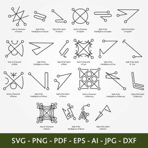 Planetary Sigil SVG Bundle, Sigil of the Spirit, Sigil of the Intelligence, Cricut Files