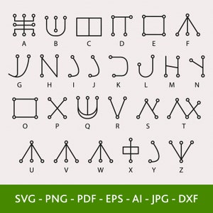 Malachim Alphabet Svg, Pagan Alphabet Svg, Witch's Alphabet, Cut file Cricut, Hand Drawn