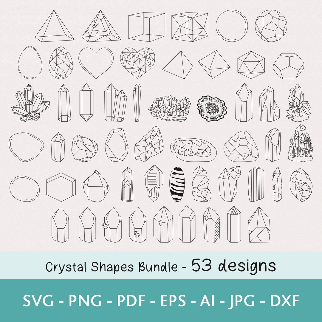 Crystal Shape SVG Bundle, Gemstone Svg, Crystal Cluster SVG, Vinyl ...
