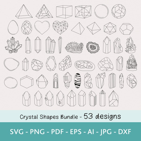 Crystal Shape SVG Bundle, Gemstone Svg, Crystal Cluster SVG, Vinyl & Craft Cutting File, Clip Art Digital Download