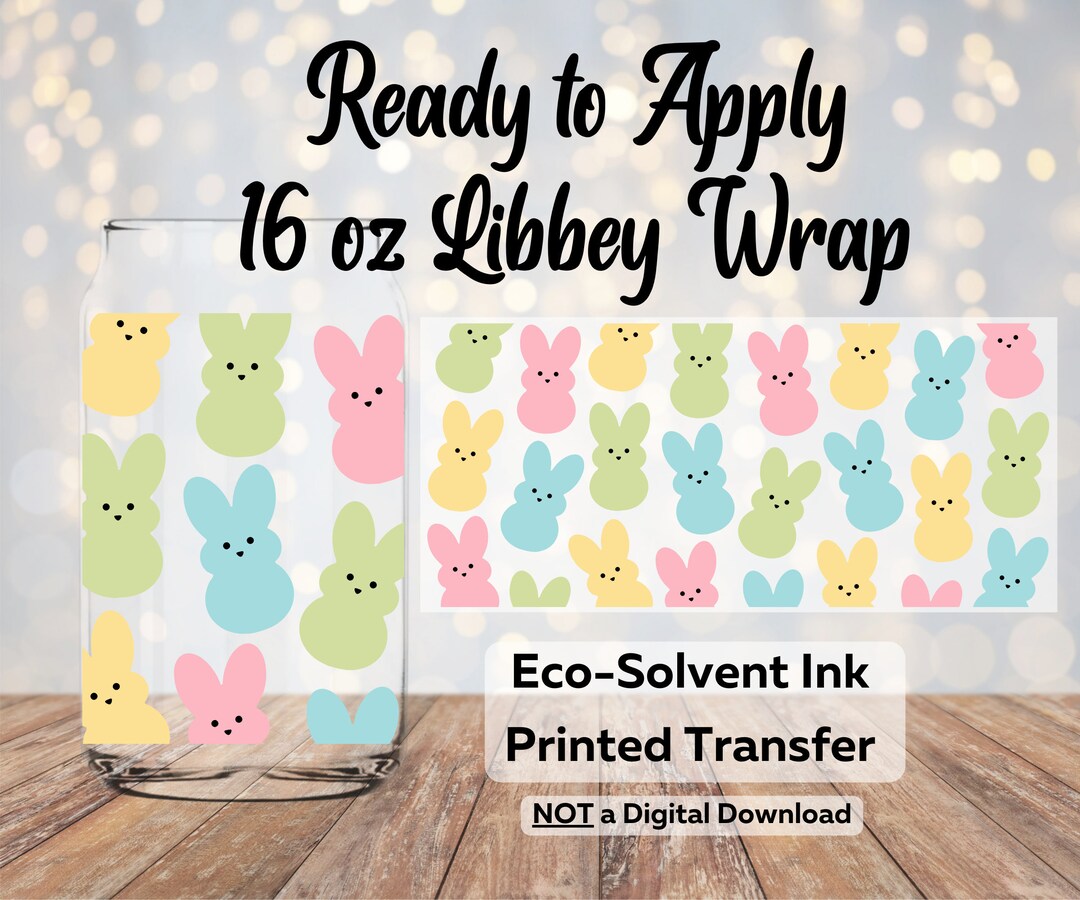Easter Bunny Glass Wrap, Ready to Apply Wrap, 16 Oz Glass Can Wrap ...