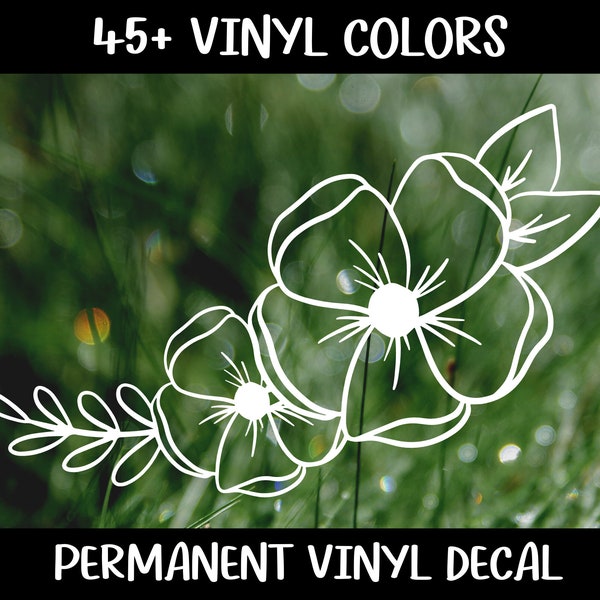 Floral Vinyl Decal, Car Decal, Laptop Decal, Water Bottle Decal, Floral Decal, Flower Decal