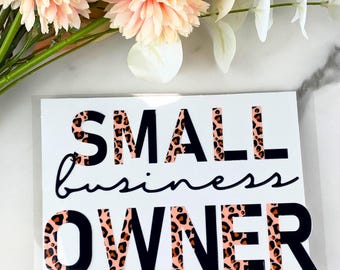 Small Business Owner UV DTF Decal, Business Owner, ceo, Leopard Print, Uv dtf, UVDTF, Cup Wraps, Tumbler Decal, 16 oz cup wrap