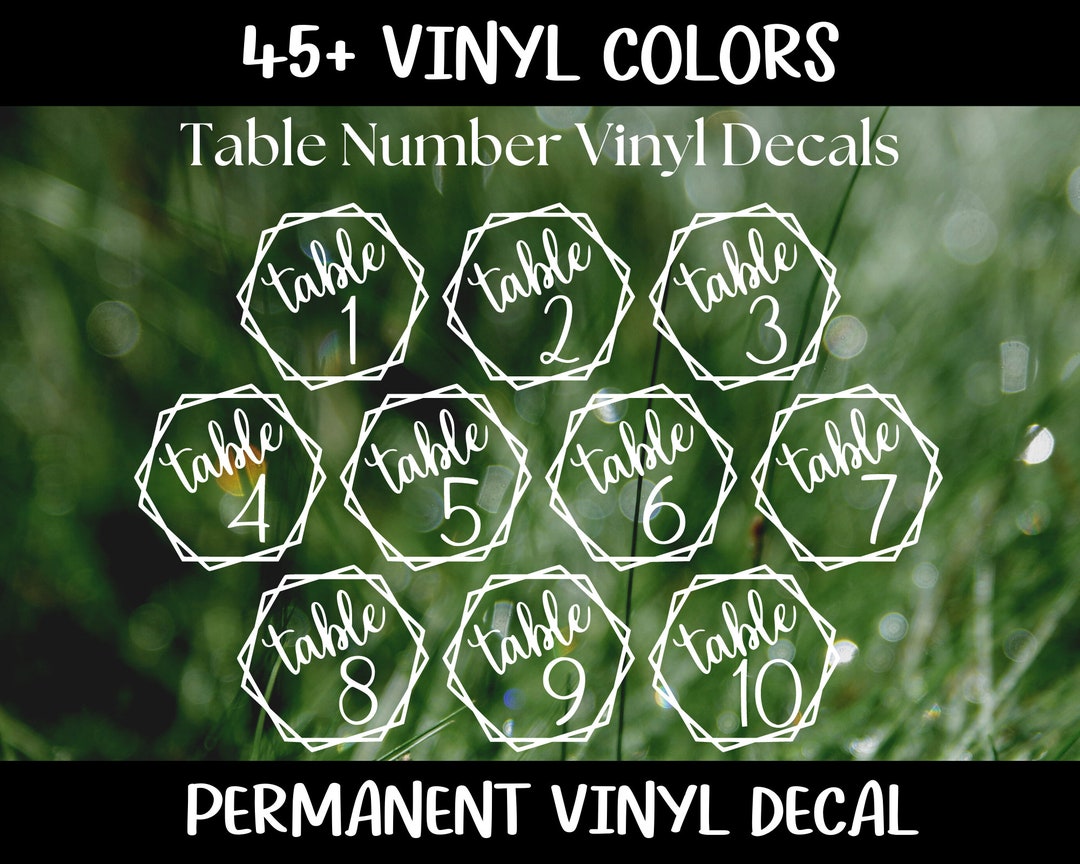 Table Number Vinyl Decals, Hexagon Table Numbers, Wedding Table Numbers