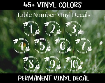 Table Number Vinyl Decals, Wreath Table Numbers, Wedding Table Numbers, Seating Plan Stickers, Number Decals, Number Stickers