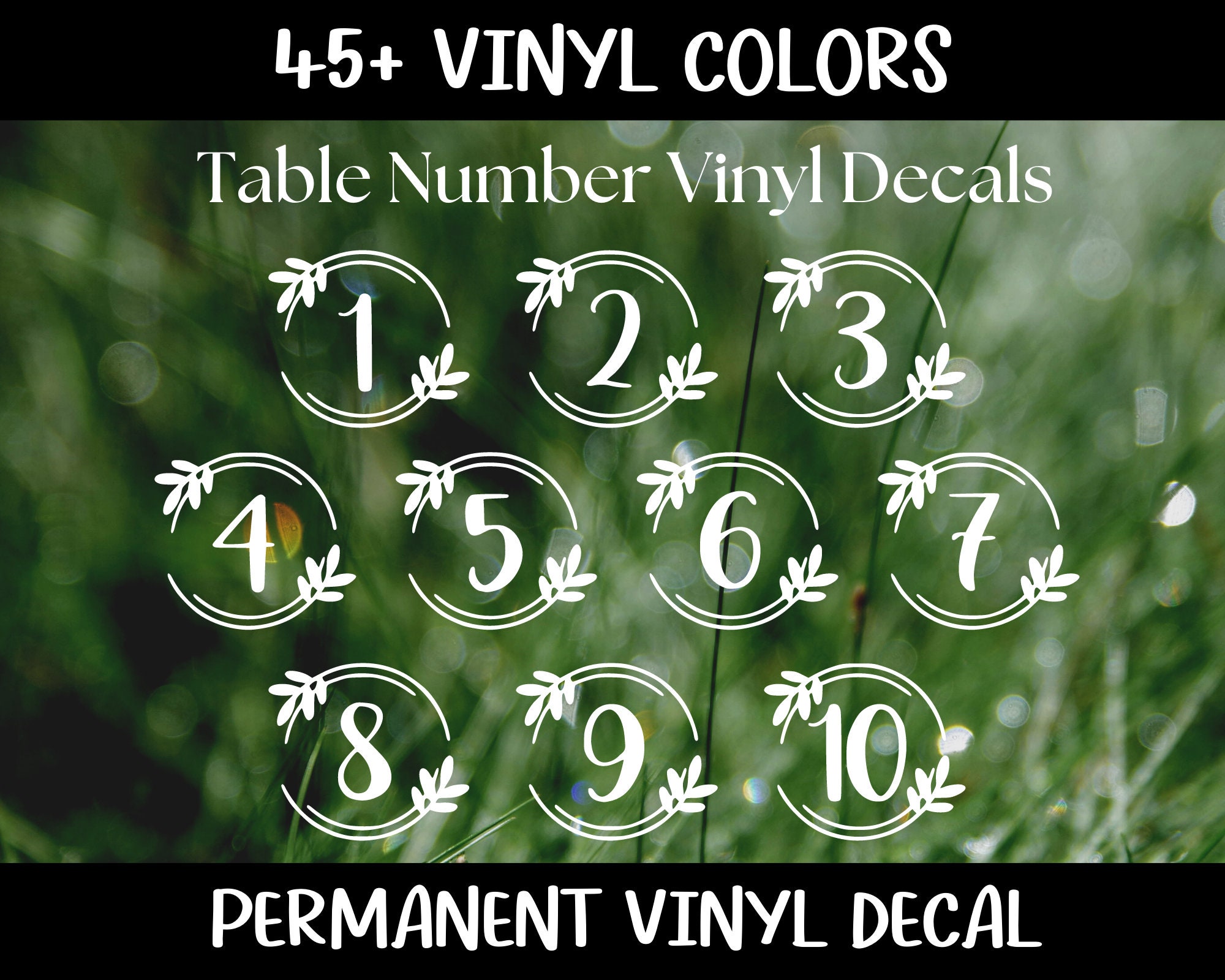 Table Number Vinyl Decals, Wreath Table Numbers, Wedding Table Numbers ...