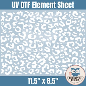 White Leopard Print Element Sheet, UV DTF, Leopard Print Stickers, Uv dtf, UVDTF, Cup Wraps, Tumbler Decals
