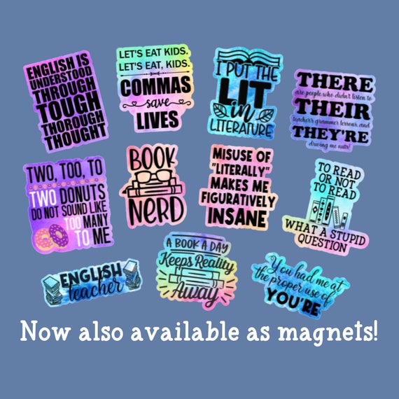 English Teacher Stickers, Teacher Gifts, Teacher Appreciation Gift, Funny Teacher Sticker, Teacher Magnets, Whiteboard Magnets