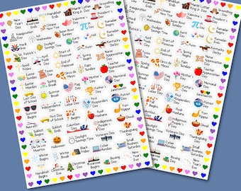 Holiday Planner Stickers, Planner Stickers, Holiday Icon Stickers, Stickers for Planners, Stickers for Bullet Journals, Deco Stickers