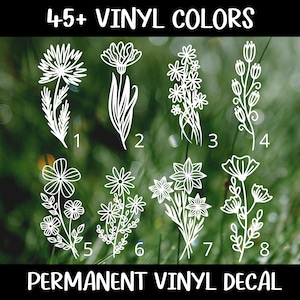 Wildflower Vinyl Decal, Car Decal, Laptop Decal, Water Bottle Decal, Floral Decal, Flower Decal